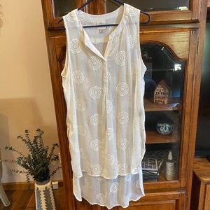 Cream Sheer Assymetrical Blouse